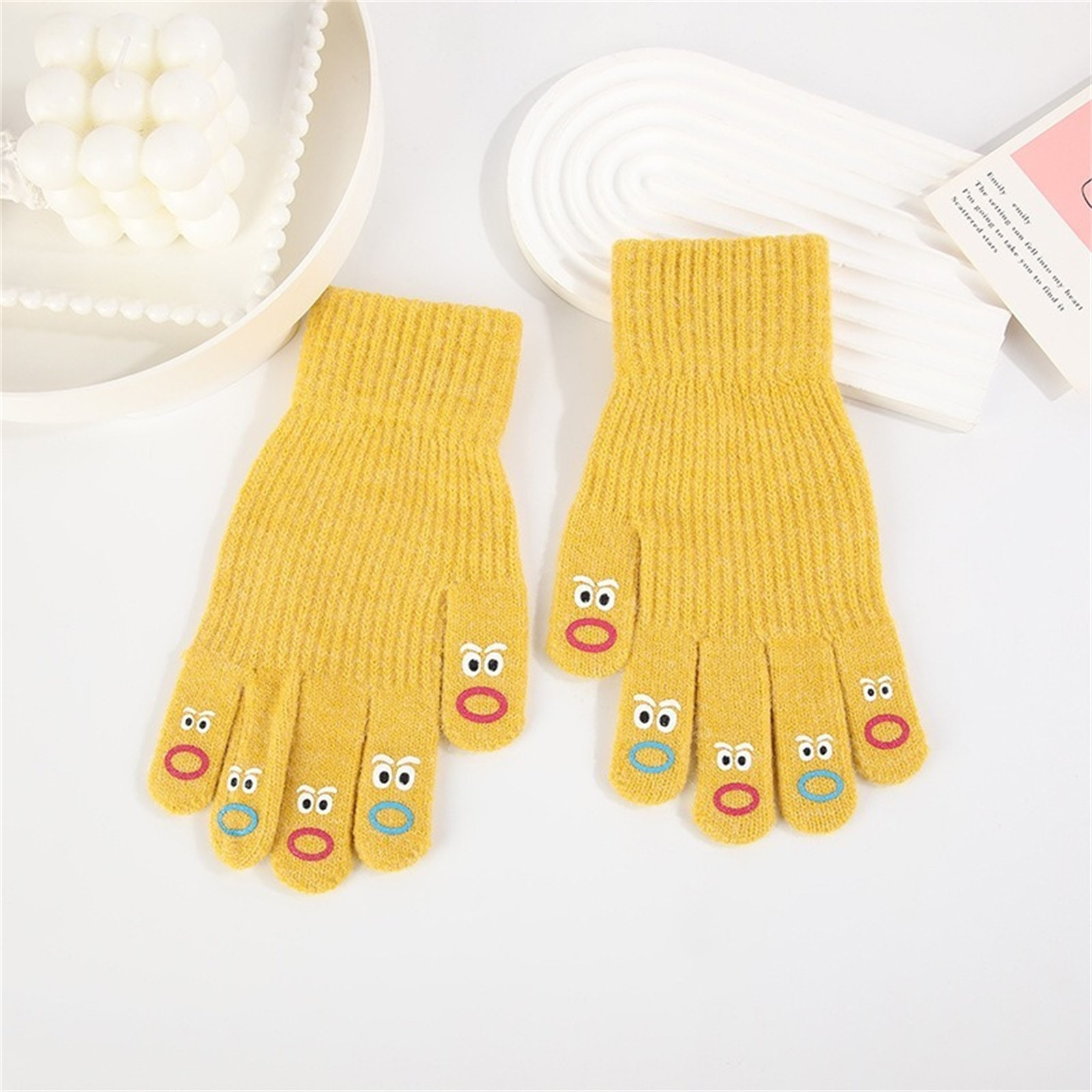 thumbnail image 2 of Ganfancp Divertido Fuga Dedo Guantes Pares Touchscreen Stretch Knitted Warm Windproof Solid Color Mitones para Hombres y Ofertas Del Día Liquidación Un Par de Guantes., 2 of 2