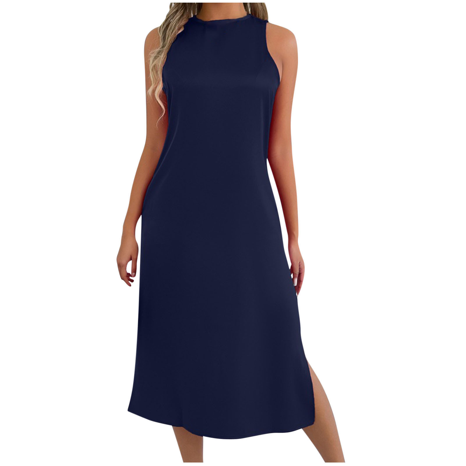 Aueoeo Casual Office Dresses For Women Daily Work Dress Round Neck ...