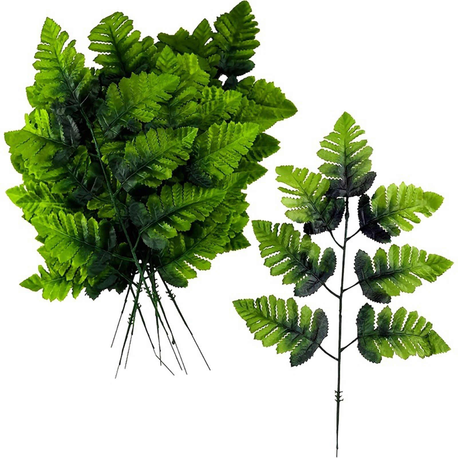 Hojas de helecho artificiales, plantas verdes persas de 7 tenedores, decoración de pared para bodas, juego de 10 hojas falsas para decoración del hogar, fiestas y eventos.