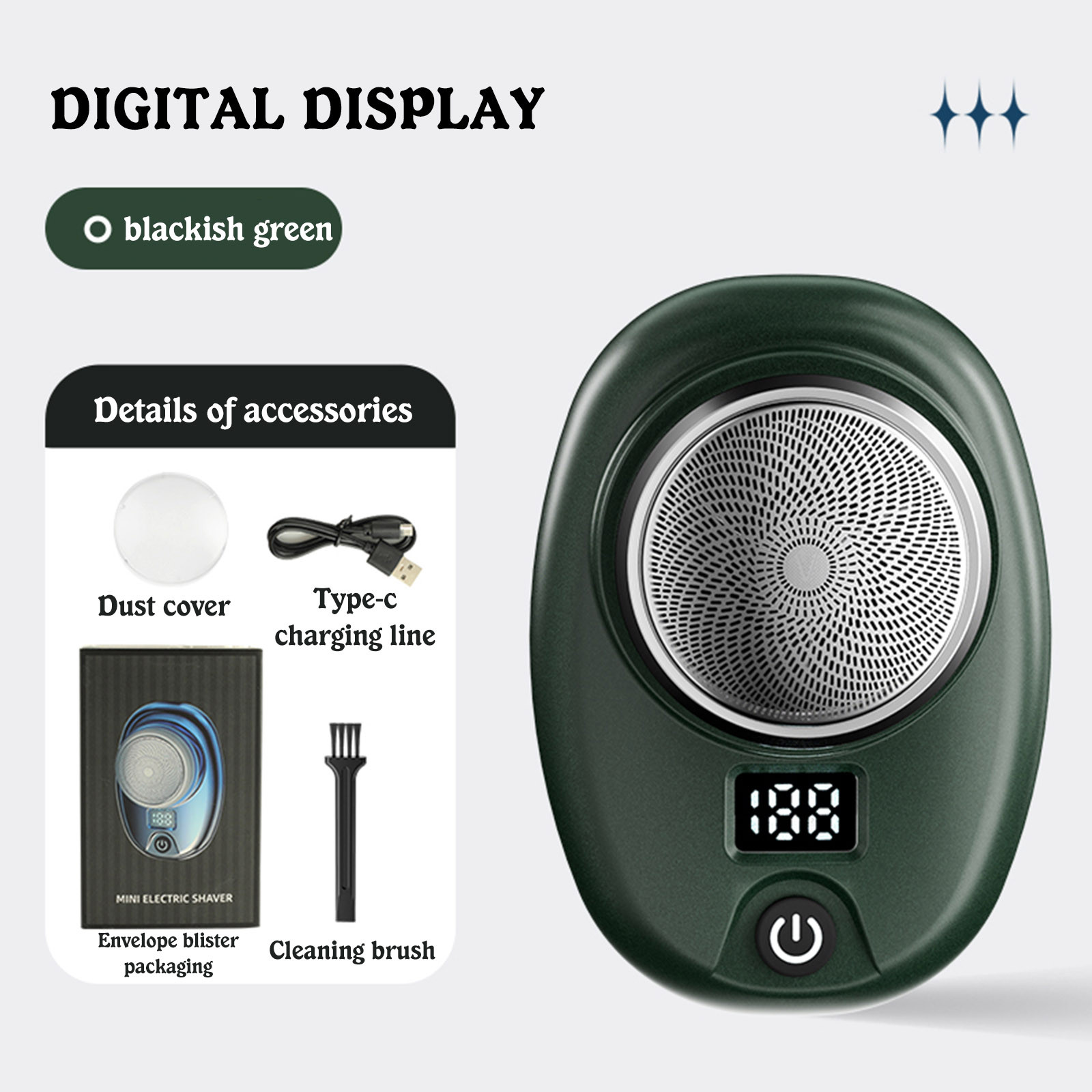 IBaodan Electric Razor Shaver with LED Digital Display, Type-C Quick ...